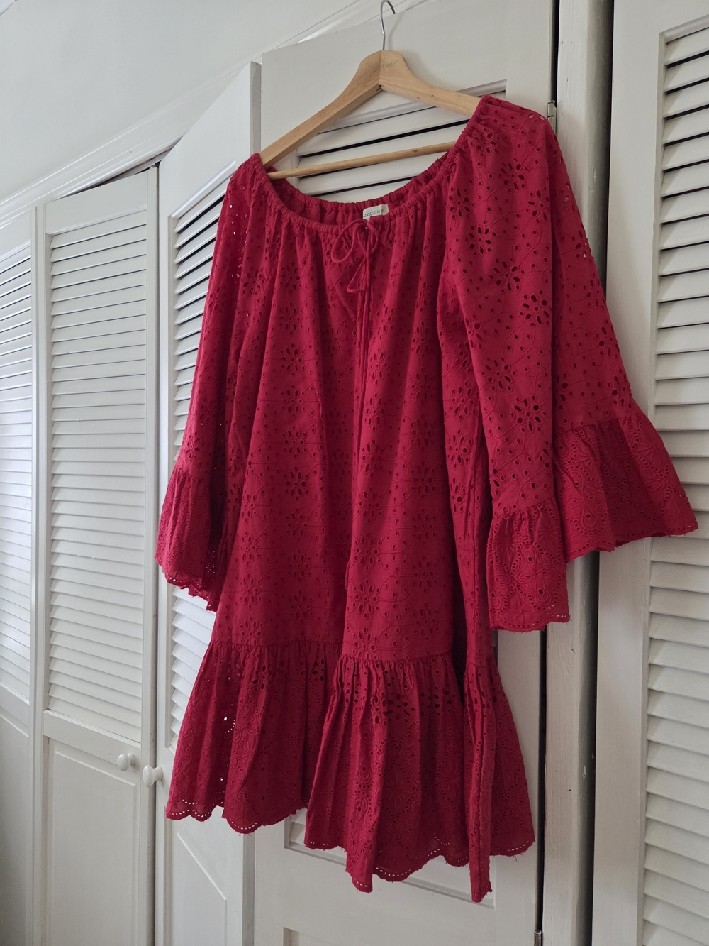 Sundance Raspberry Eyelet Ruffled Swim Cover-Up - Picture 3 of 7
